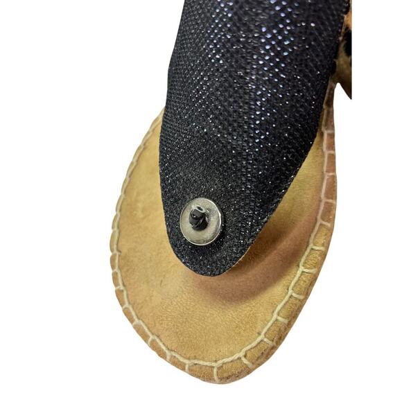 Croft & Barrow Black Shimmery Wedge Sandal/ Flip Flop/ Slip-On Shoe Women's 11 - Picture 3 of 10